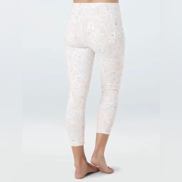 SPANX Floral Cropped Jean-ish Leggings Pants Blush Petal, Size S - Picture 2 of 11
